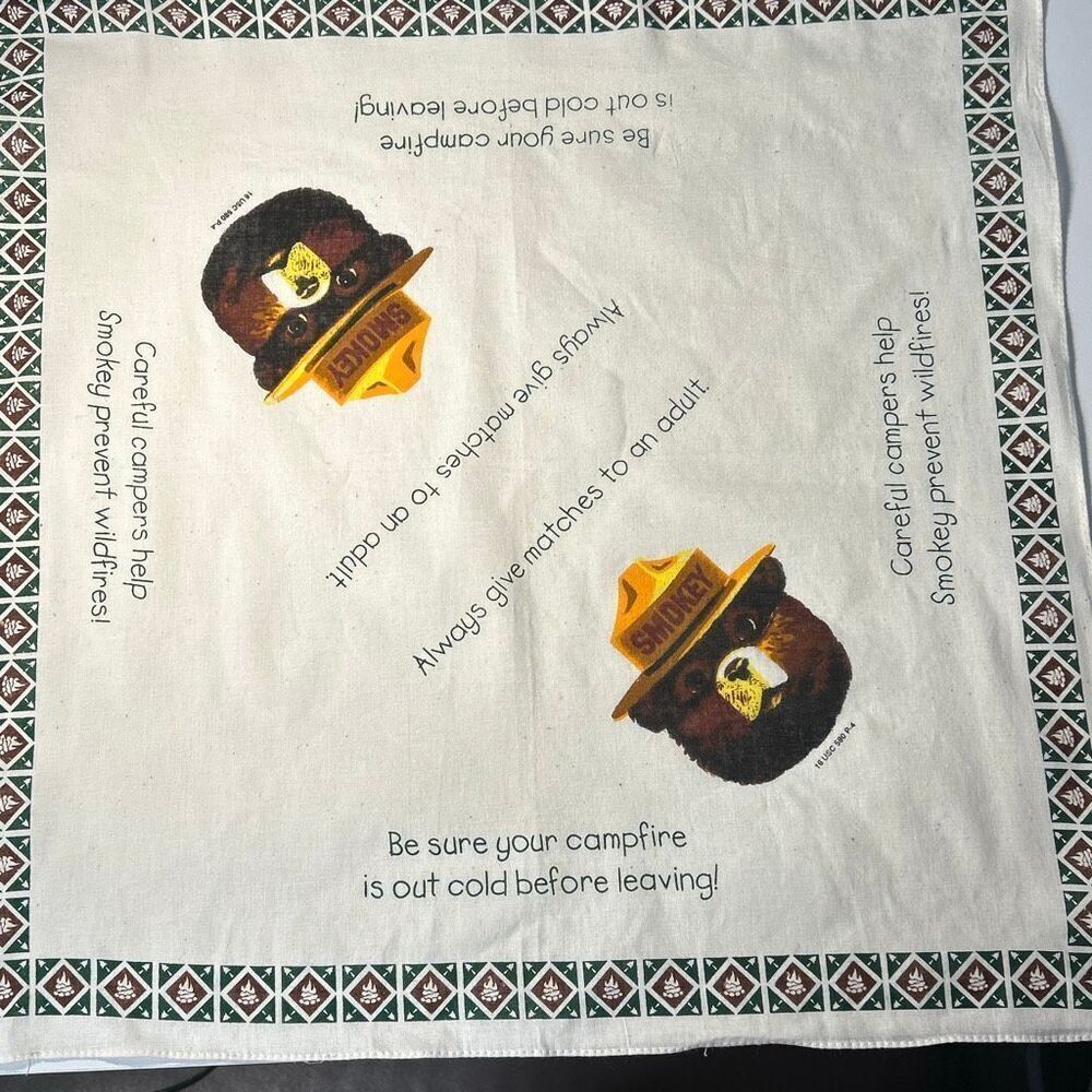 Smokey The Bear Hanker-chief Bandana Vintage Environment
